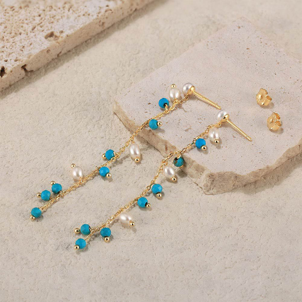 925 Sterling Silver Natural Pearl Earrings Fashion Jewelry Gift for Women Girl