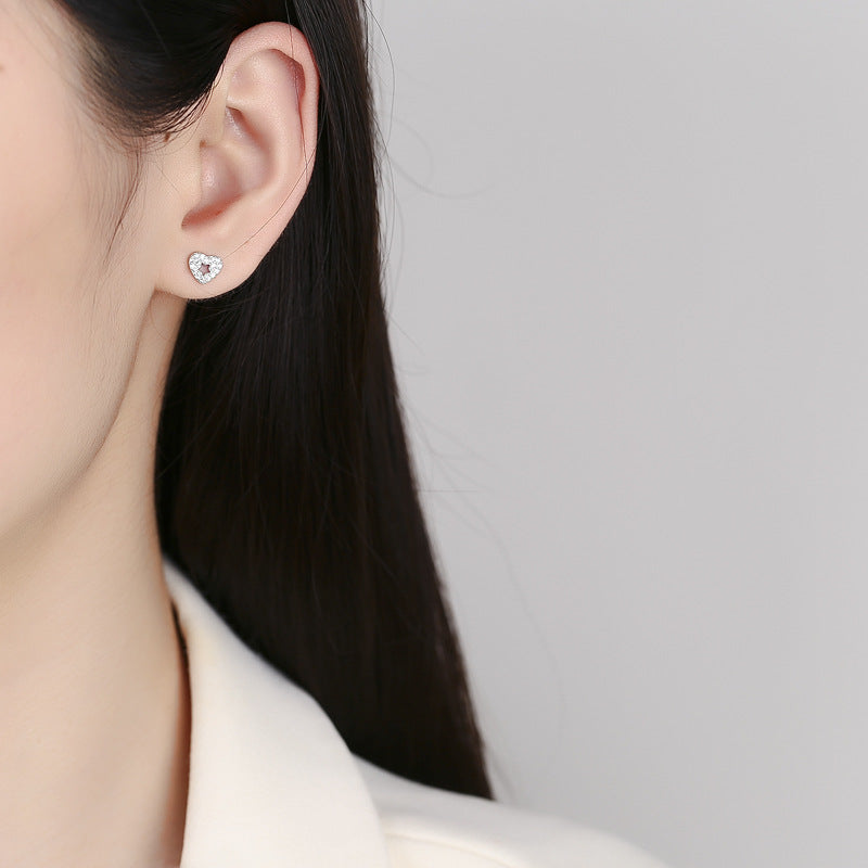 925 Sterling Silver Heart Screwed Earrings