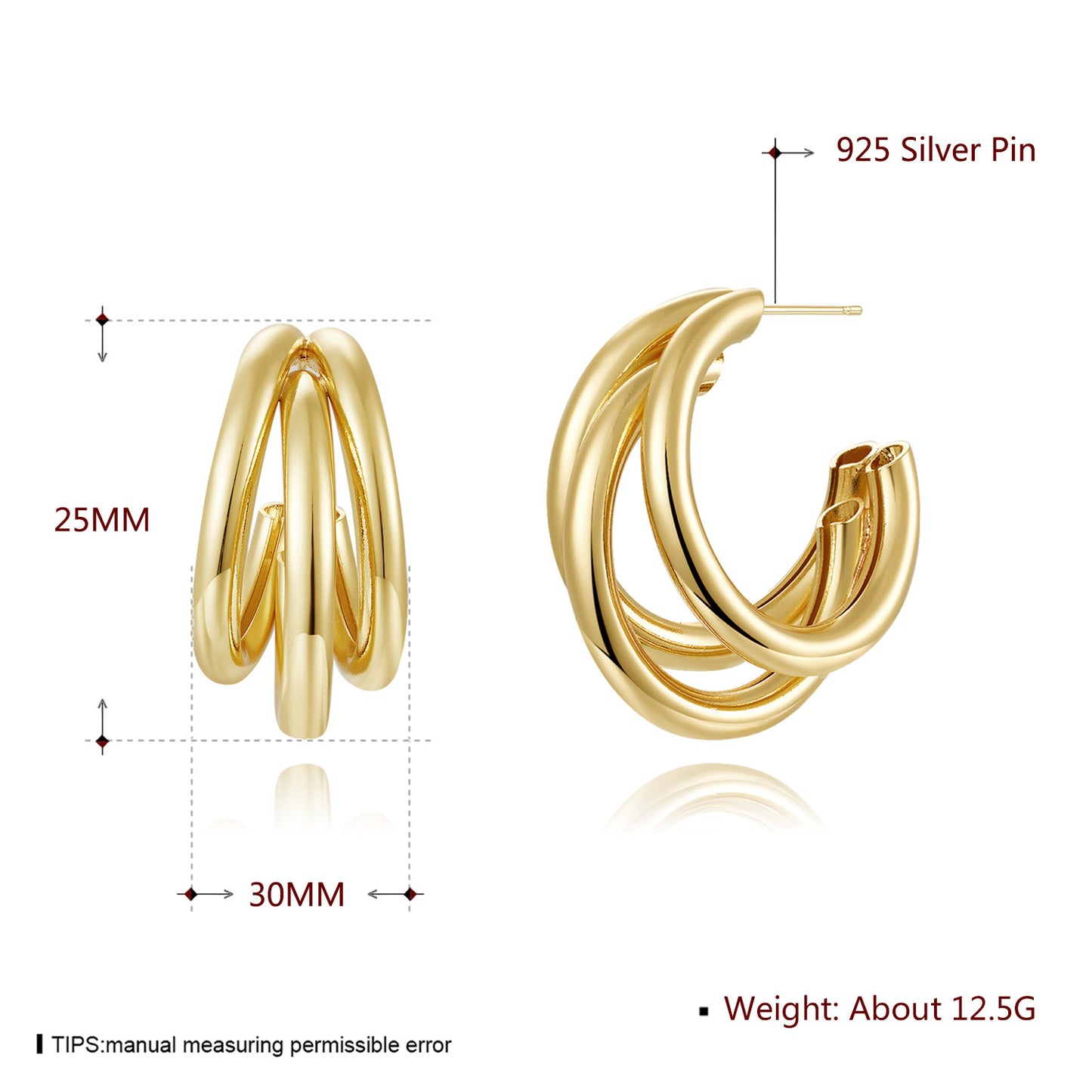 Brass With Plated Fashion Jewelry 925 pins Earrings