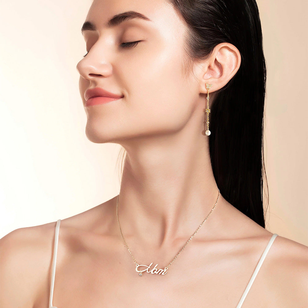 925 Sterling Silver Natural Pearl Earrings Fashion Jewelry Gift for Women Girl