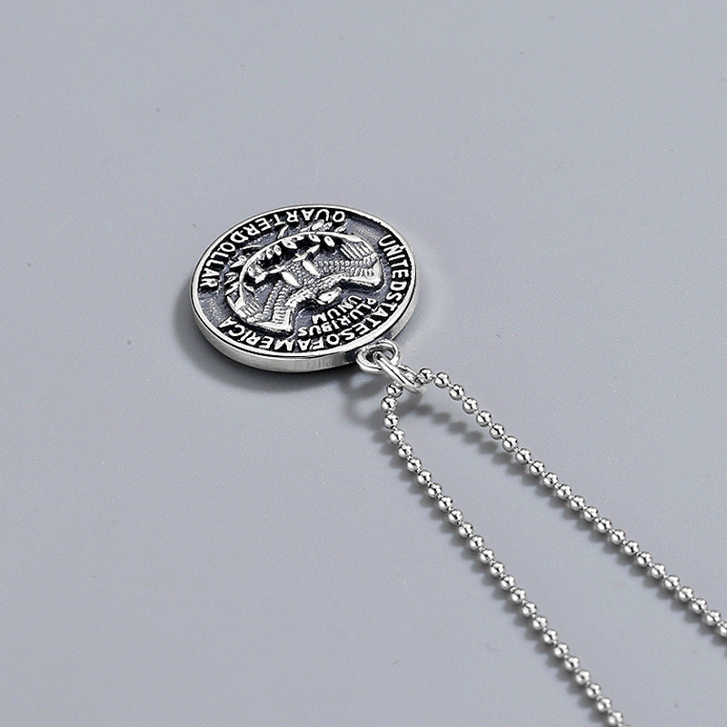 925 Sterling Silver Fashion Round Plate Necklace