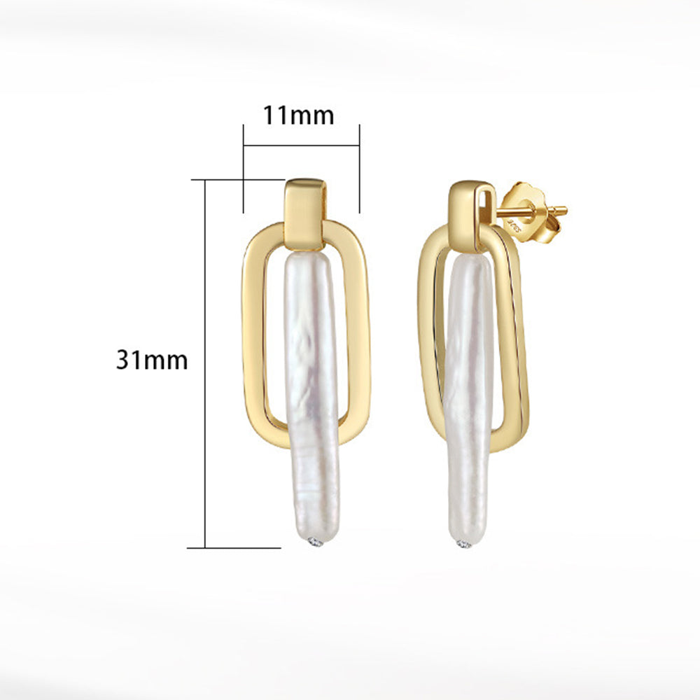 925 Sterling Silver Natural Pearl Earrings Fashion Jewelry Gift for Women Girl