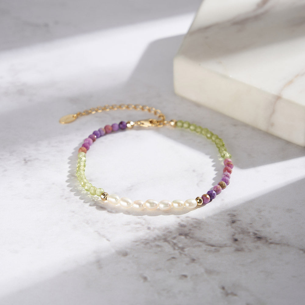 925 Sterling Silver Pearl Bracelet Fashion Jewelry Gift for Women Girls