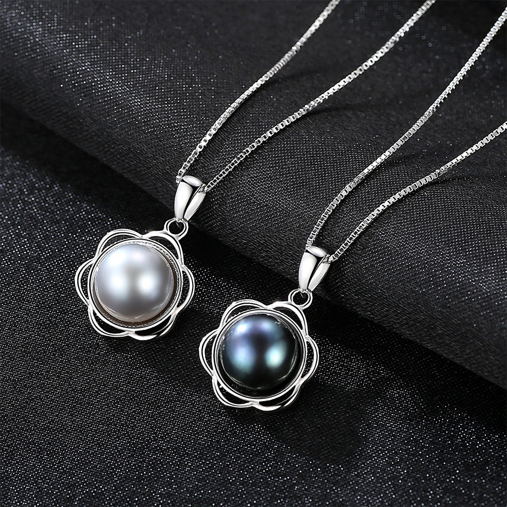 925 Sterling Silver Natural Pearl Drop Necklace Fashion Jewelry Gift for Women Girls