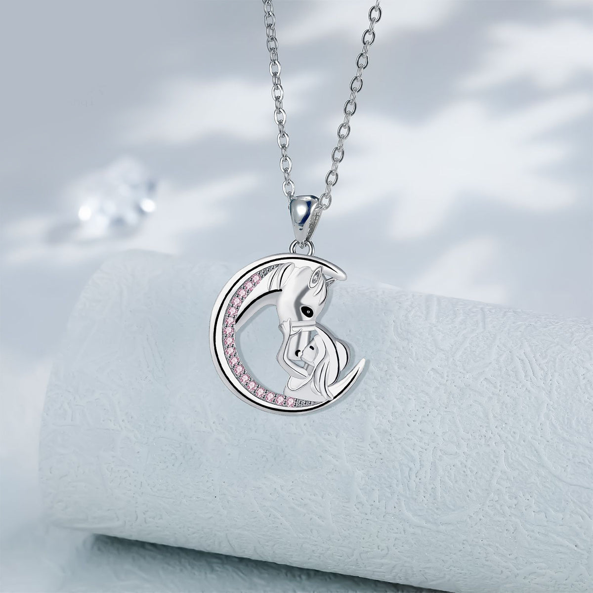 Copper With Silver Plated Moon Pendant Necklace