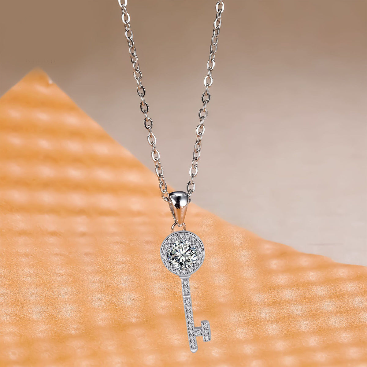Copper With Silver Plated Key Pendant Necklace