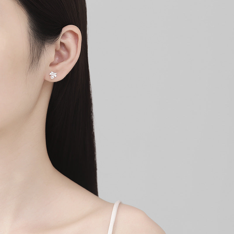 925 Sterling Silver Pearl Screw Back Stud Earrings
