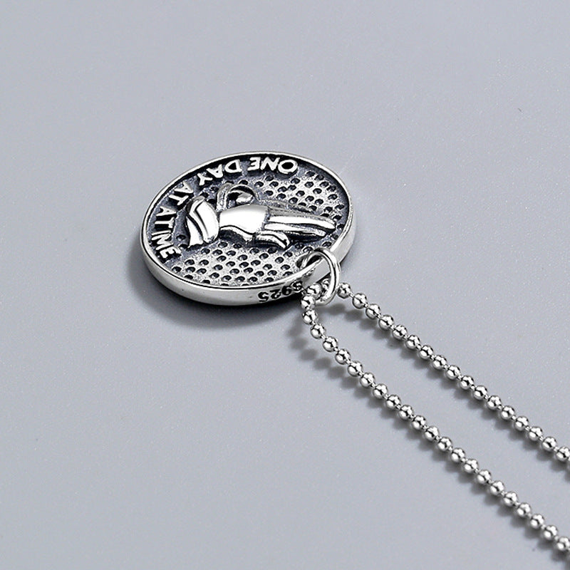 925 Sterling Silver Fashion Round Plate Necklace
