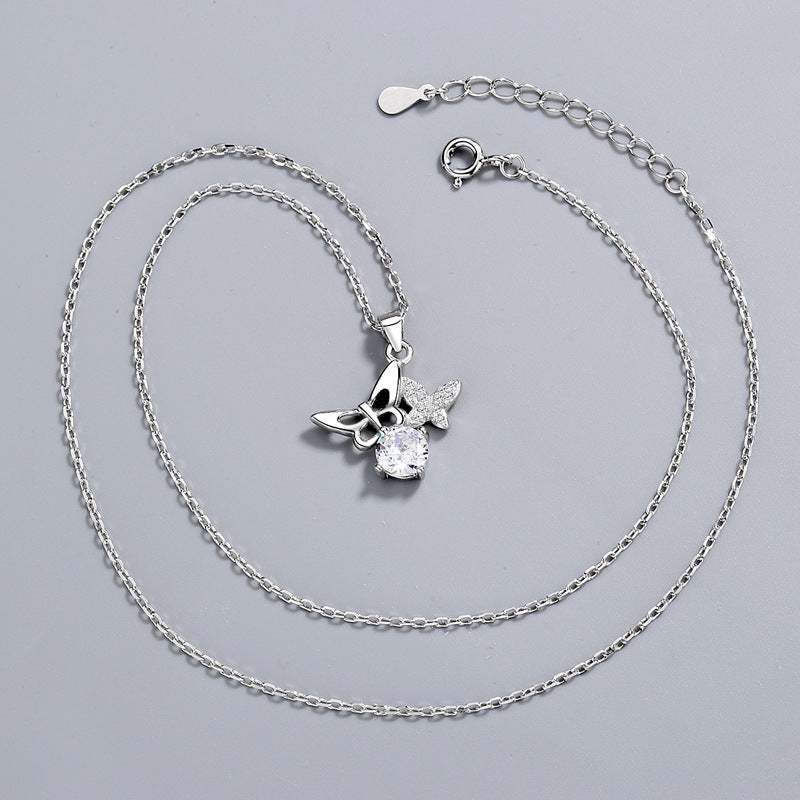 925 Sterling Silver Fashion Butterfly Pendant Necklace