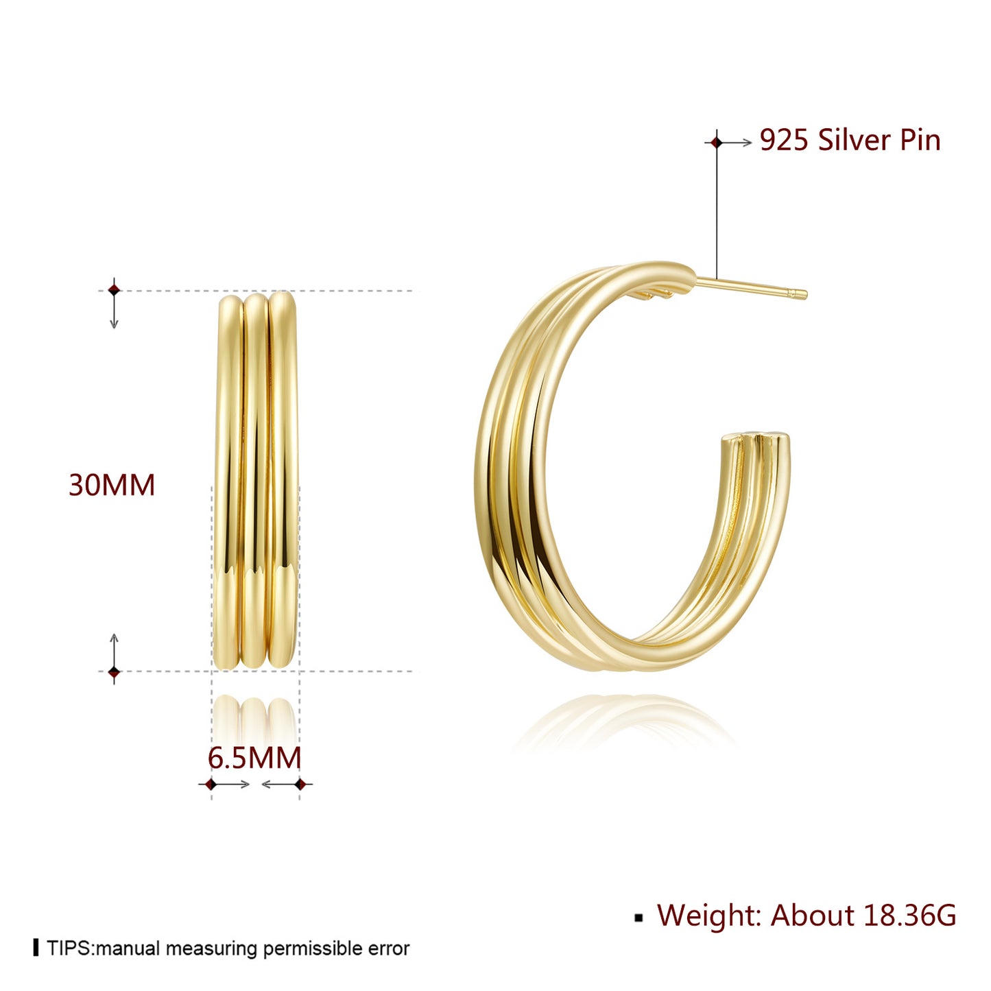 Brass With Plated Fashion Jewelry 925 pins Earrings