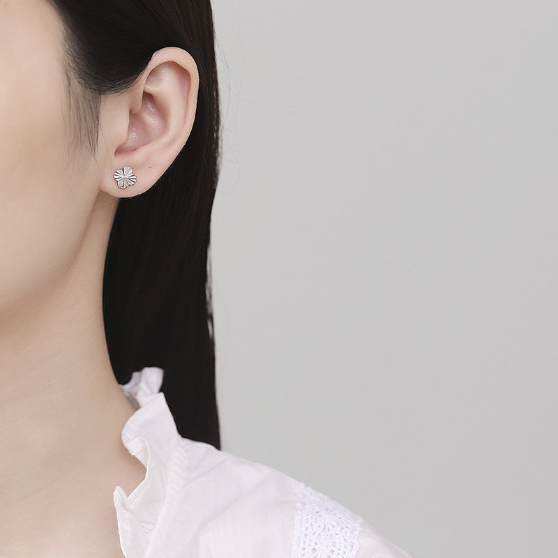 925 Sterling Silver Flower Screw Back Stud Earrings