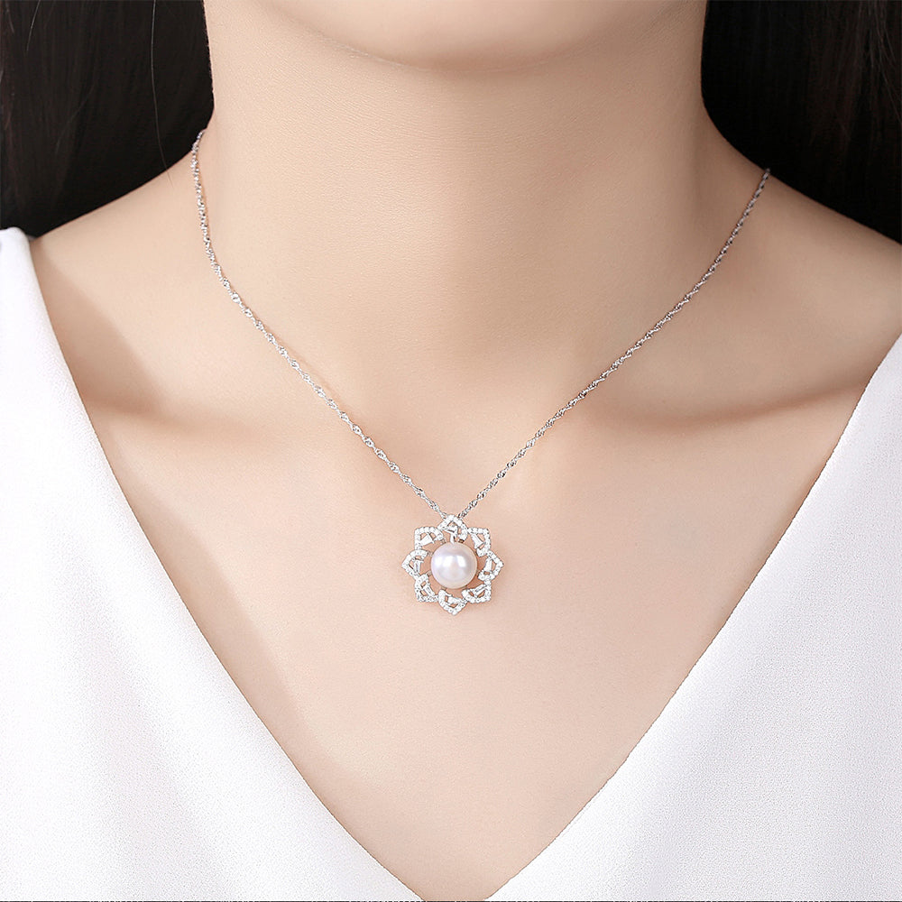 925 Sterling Silver Natural Pearl Drop Necklace Fashion Jewelry Gift for Women Girls