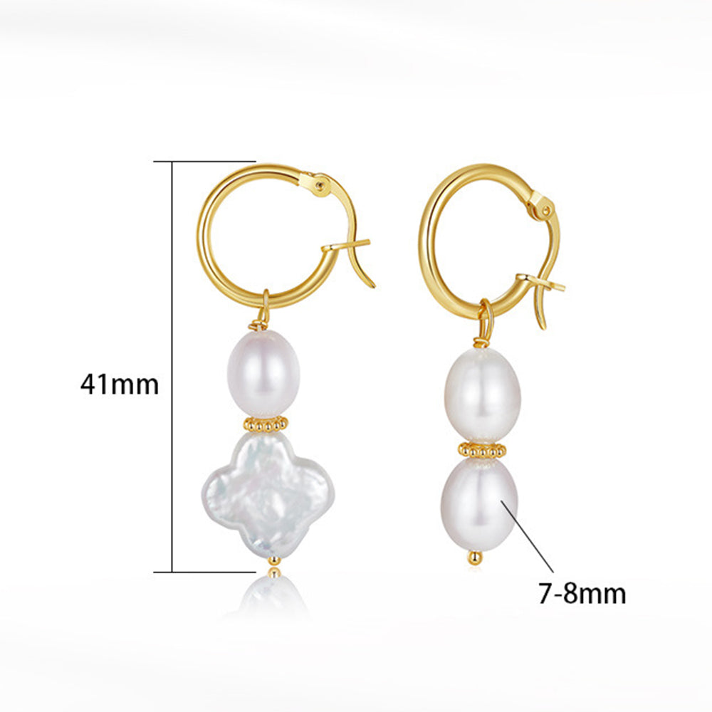 925 Sterling Silver Natural Pearl Earrings Fashion Jewelry Gift for Women Girl