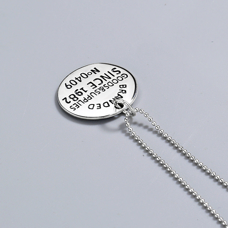 925 Sterling Silver Fashion Round Plate Necklace