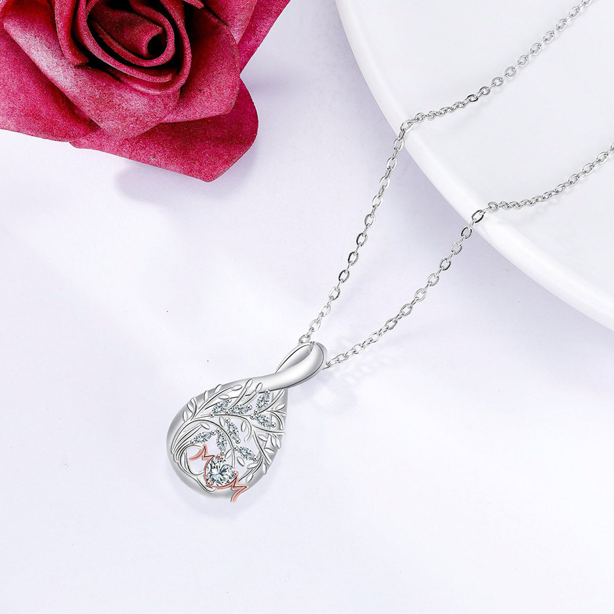 Copper With Silver/Rosegold Plated Mom Pendant Necklace