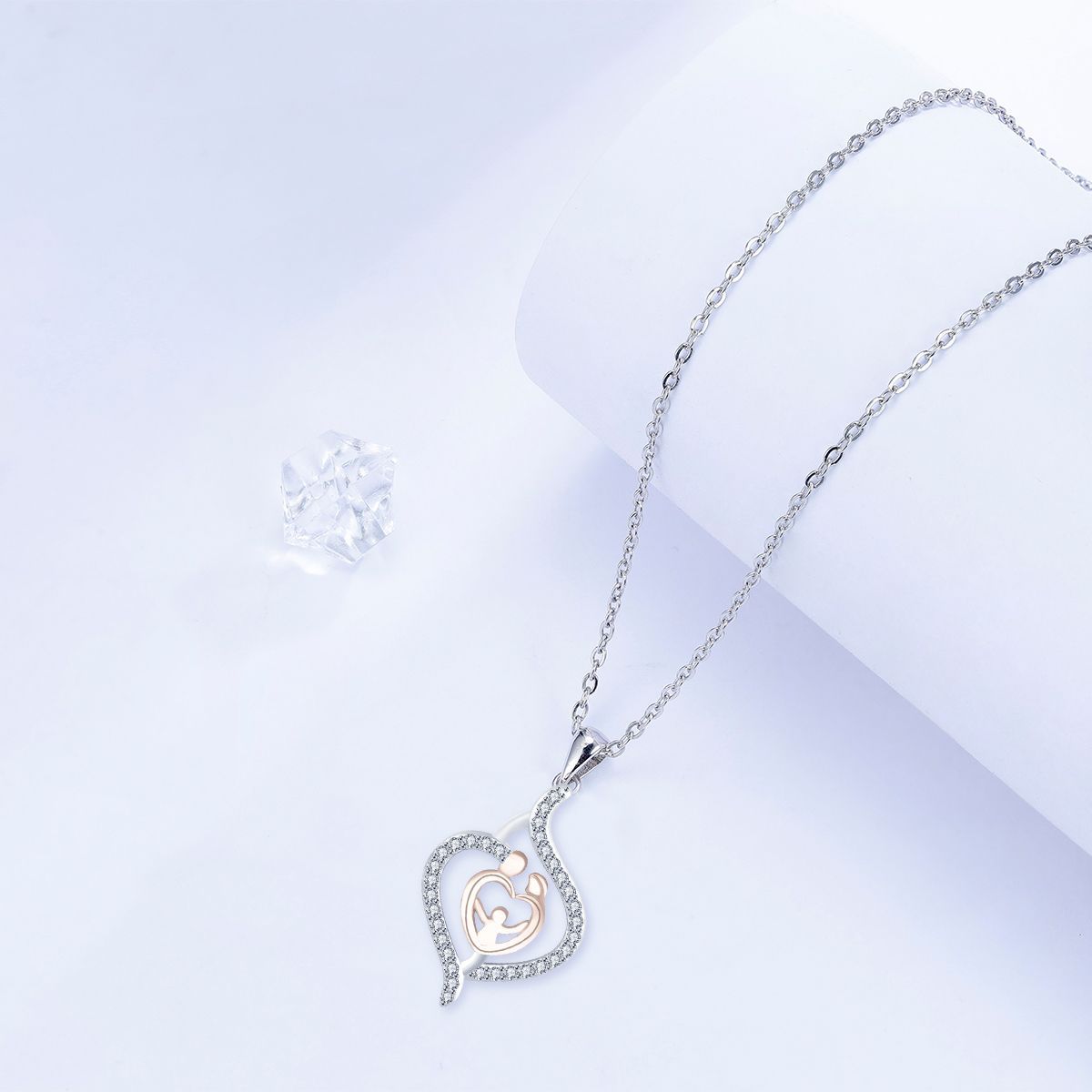 Copper With Silver/Rosegold Plated Heart Pendant Necklace