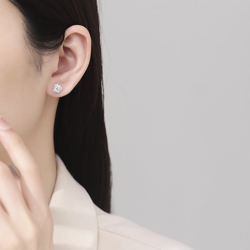 925 Sterling Silver Flower Screw Back Stud Earrings