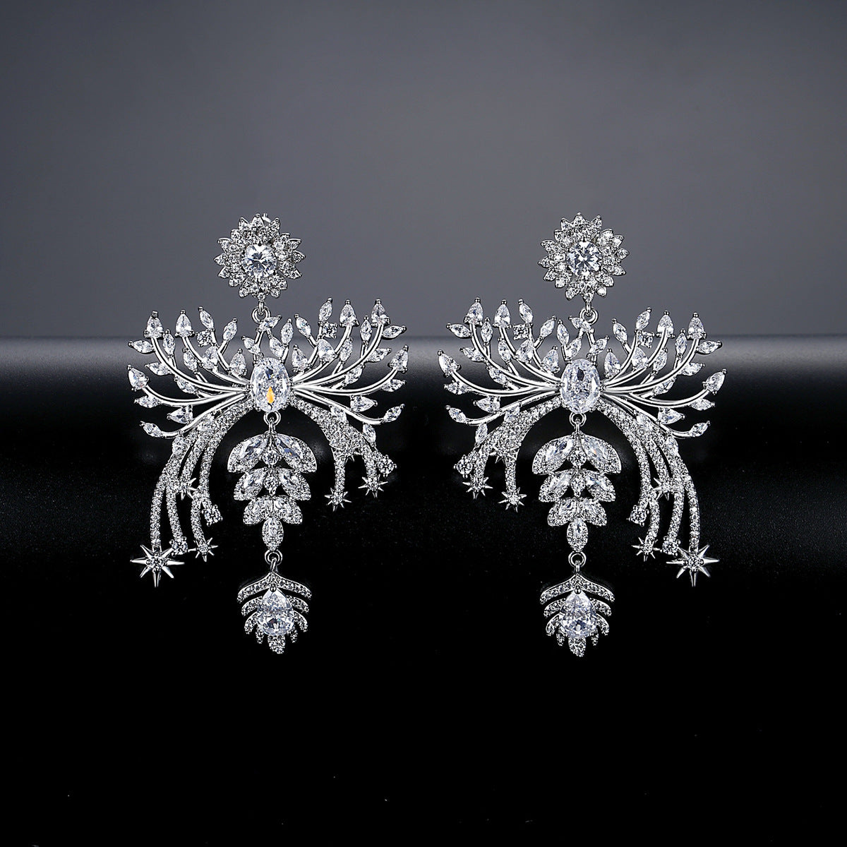 Copper With Silver Plated Fashion Jewelry Earrings