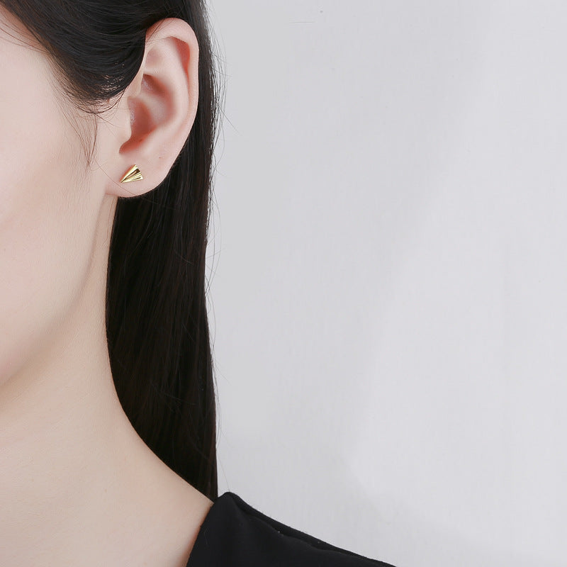 925 Sterling Silver Paper Airplane Screw Back Stud Earrings