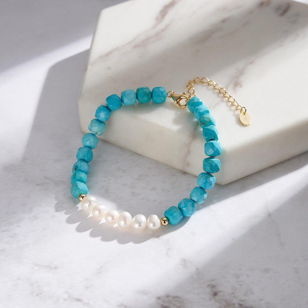 925 Sterling Silver Pearl Bracelet Fashion Jewelry Gift for Women Girls