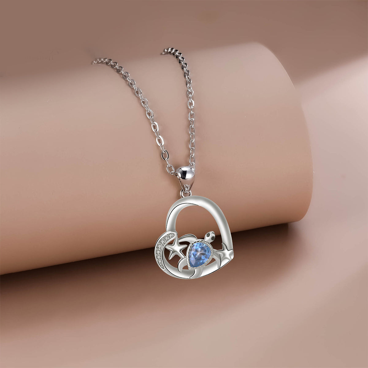 Copper With Silver Plated Heart Turtle Pendant Necklace