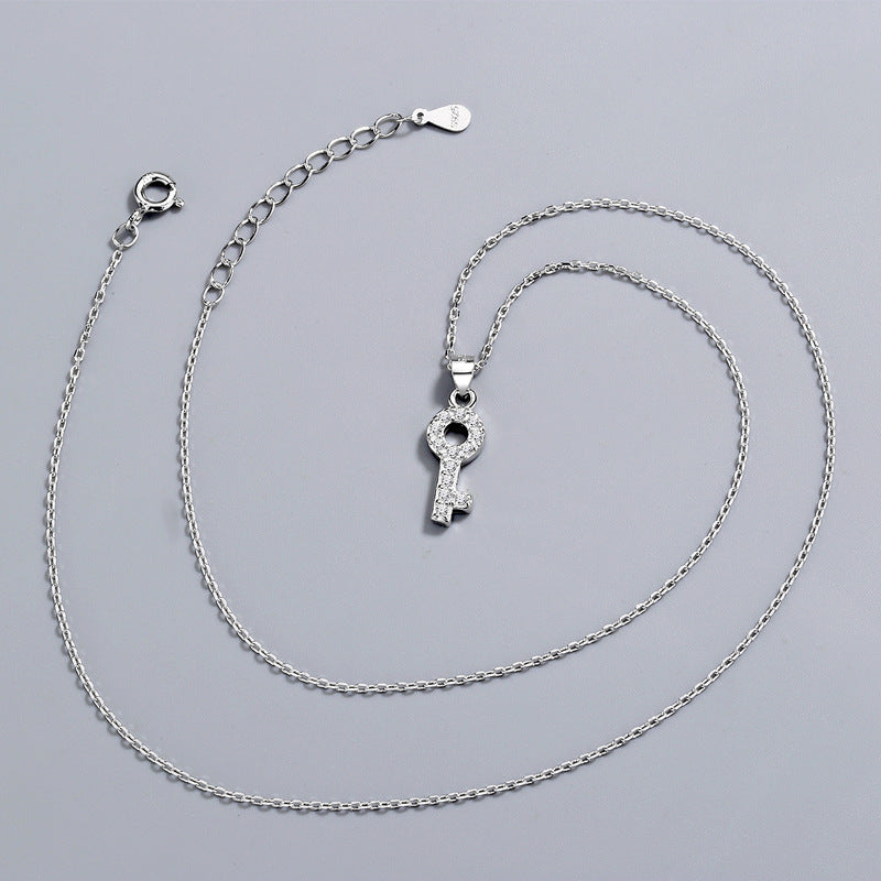 925 Sterling Silver Fashion Key Pendant Necklace