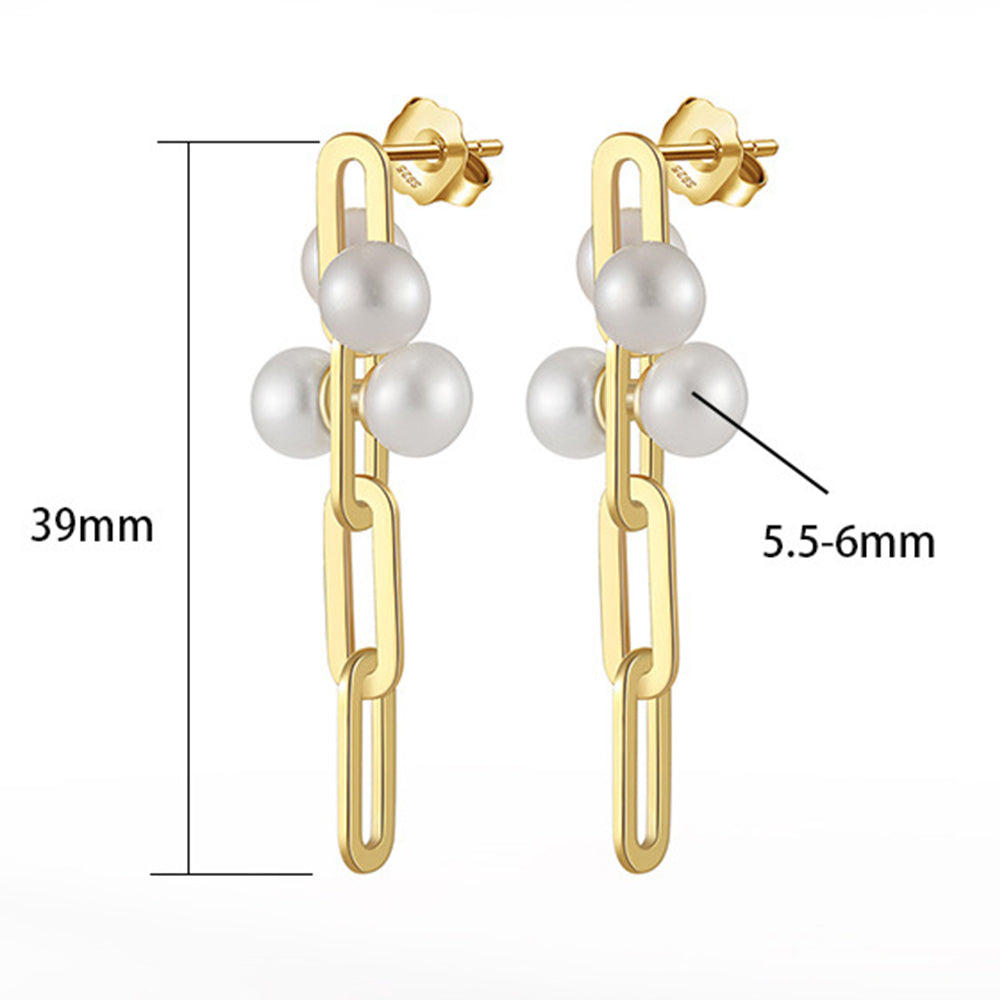 925 Sterling Silver Natural Pearl Huggie Earrings Fashion Jewelry Gift for Women Girl