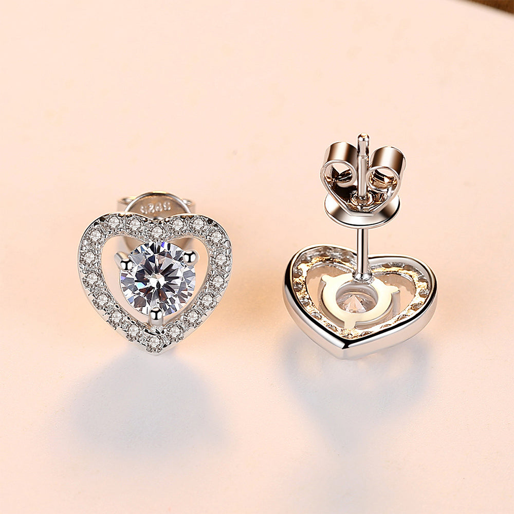 925 Sterling Silver Heart Earrings Fashion Jewelry Gift for Women Girls
