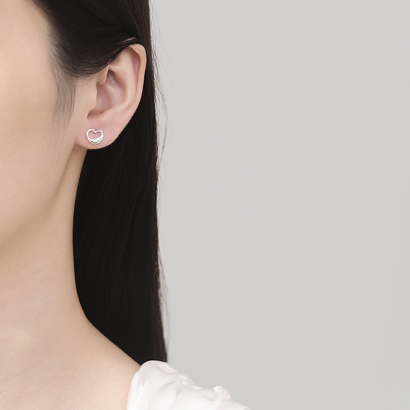 925 Sterling Silver Love Screw Back Stud Earrings