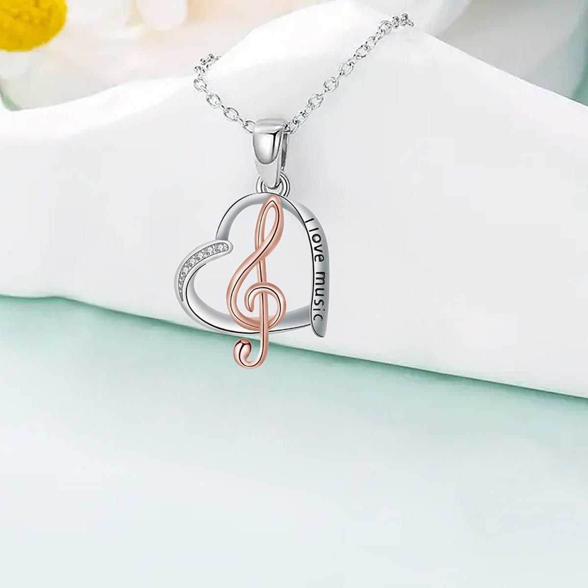 Copper With Silver/Rosegold Plated Heart Pendant Necklace