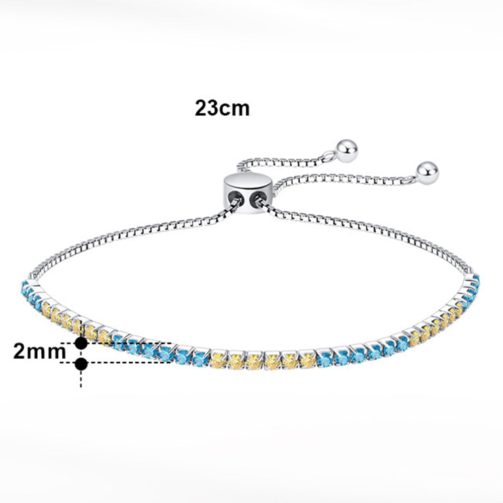 925 Sterling Silver 2mm Tennis Adjustable Bracelet