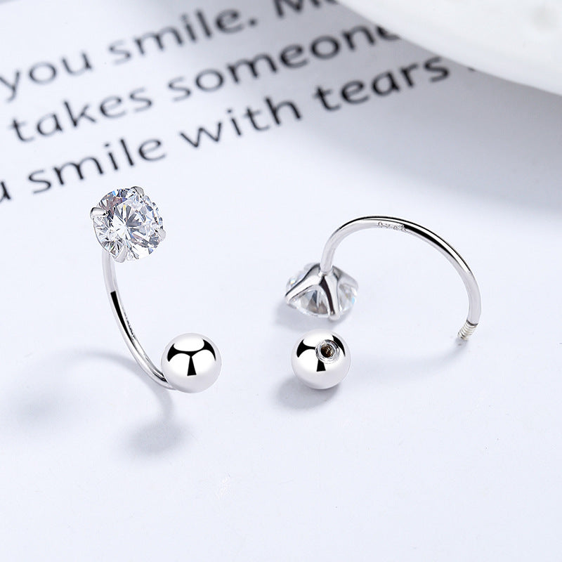 925 Sterling Silver Zircon Screw Back Stud Earrings