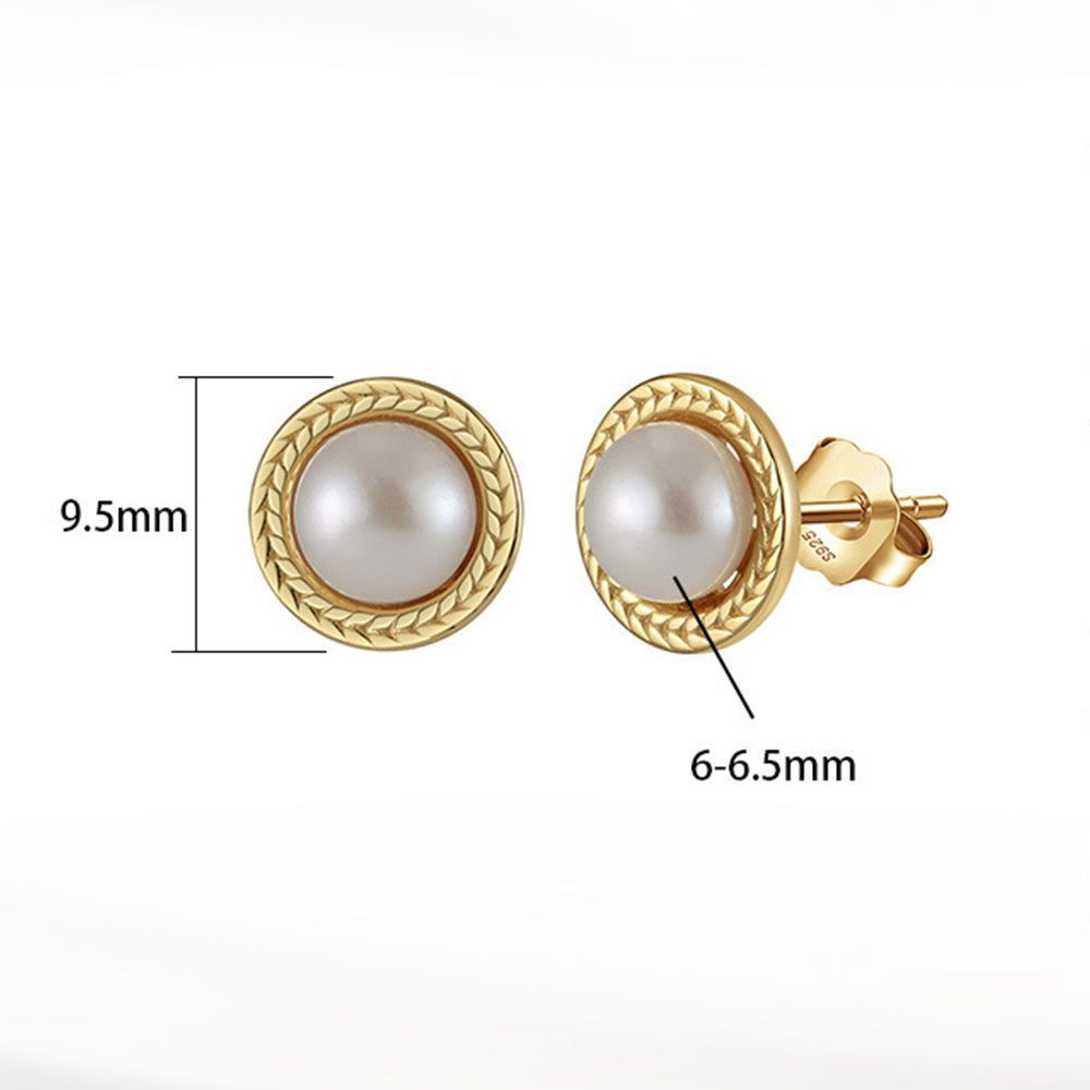 925 Sterling Silver Natural Pearl Earrings Fashion Jewelry Gift for Women Girl