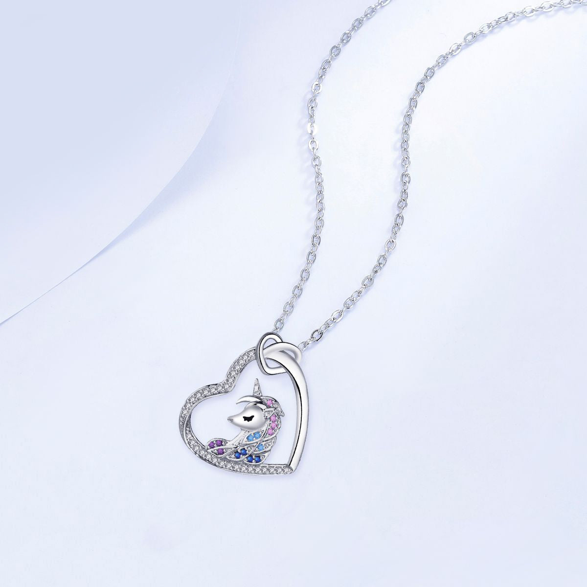 Copper With Silver Plated Unicorn Necklace for Women