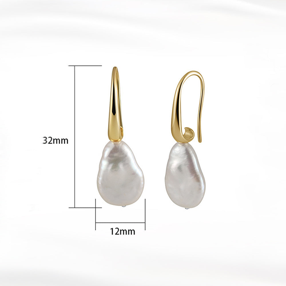 925 Sterling Silver Natural Pearl Huggie Earrings Fashion Jewelry Gift for Women Girl