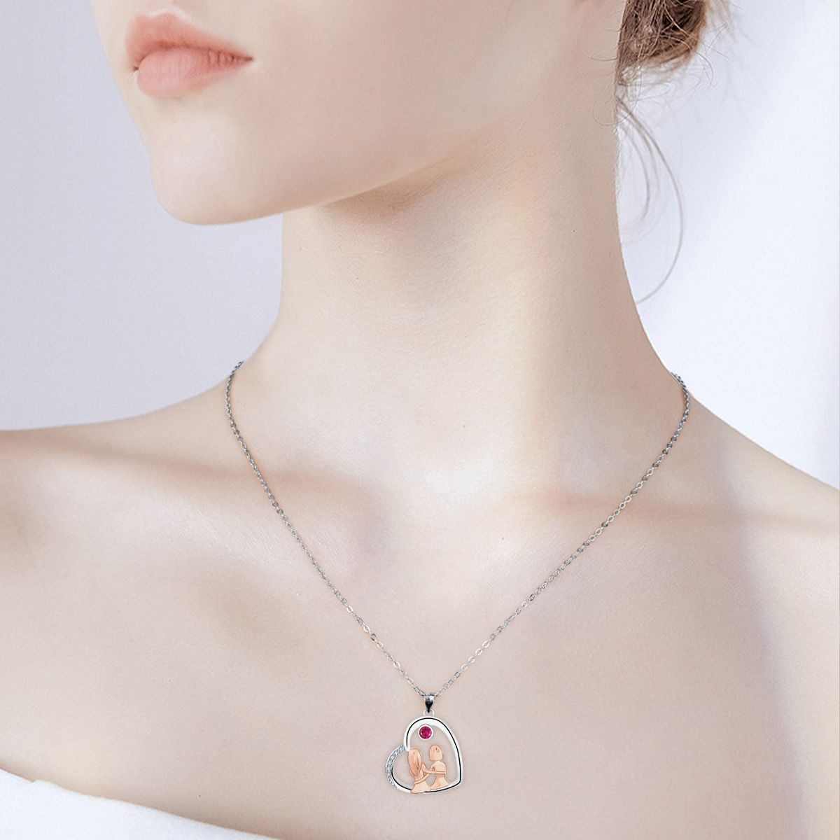 Copper With Silver/Rosegold Plated Heart Pendant Necklace