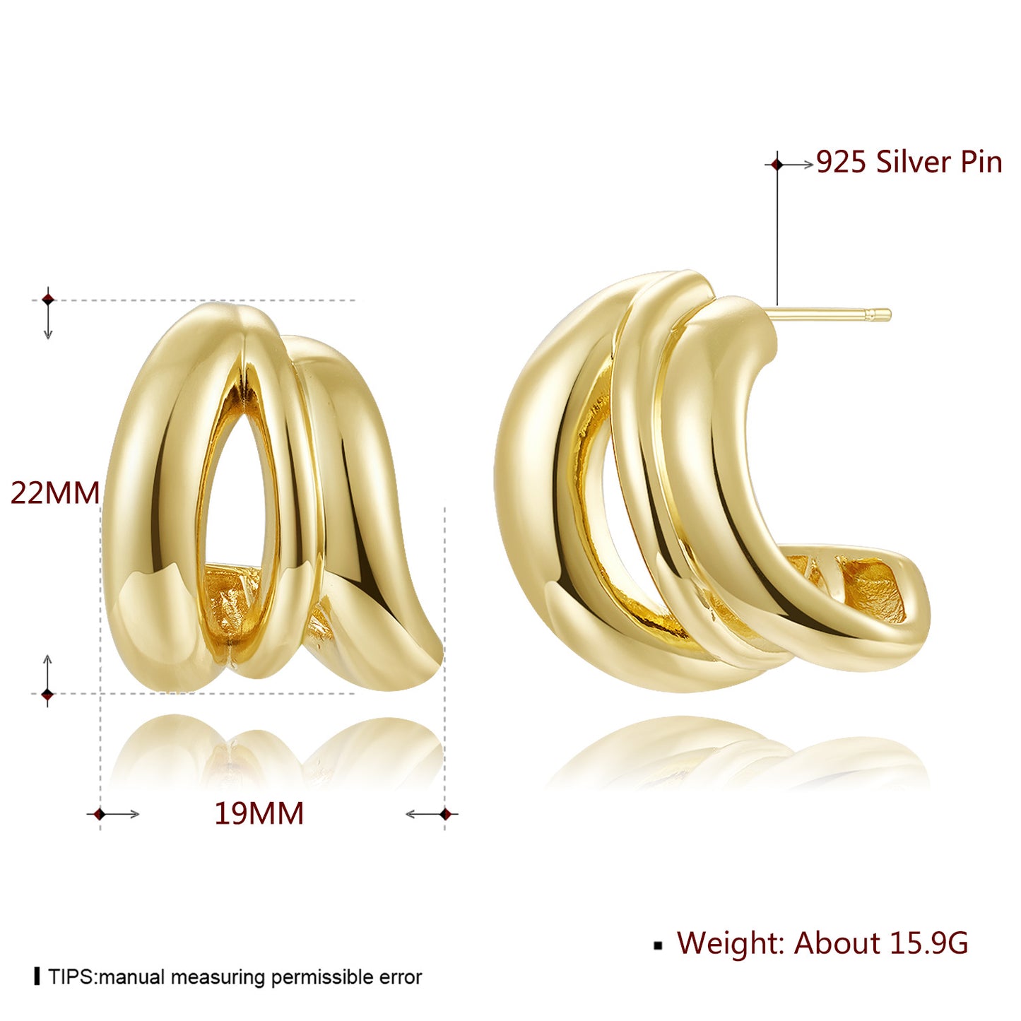 Brass With Plated Fashion Jewelry 925 pins Earrings