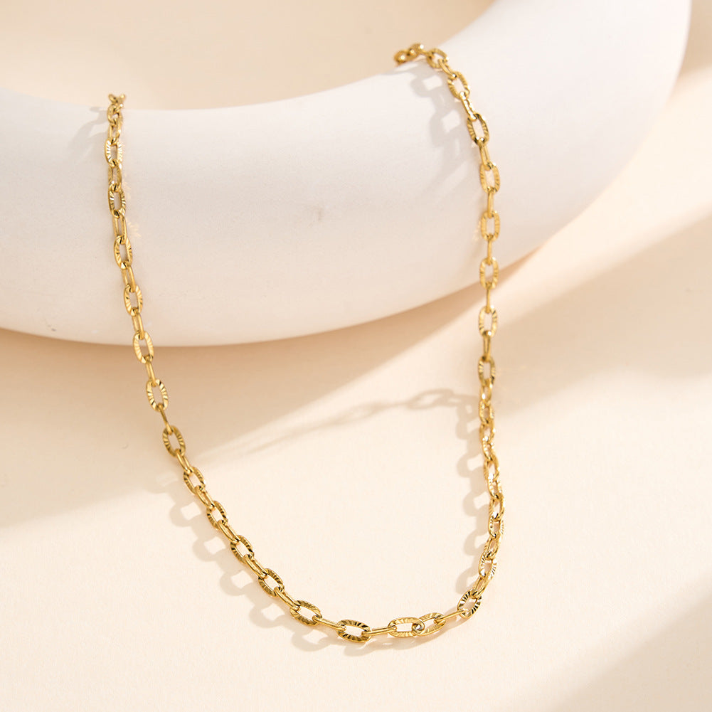 Gold Stainless Steel 4mm Paperclip Chain Necklace, Simple Thick Rectangle Link Plain Chain for Pendant Layering