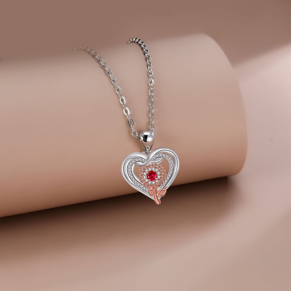 Copper With Silver/rosegold Plated Heart Pendant Necklace