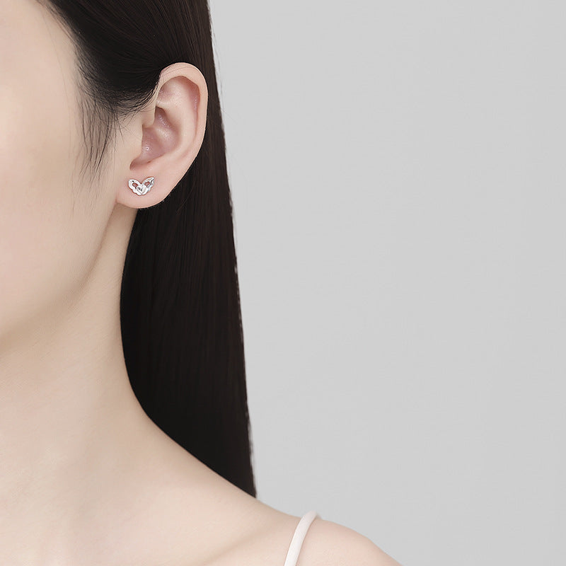 925 Sterling Silver Heart Screw Back Stud Earrings