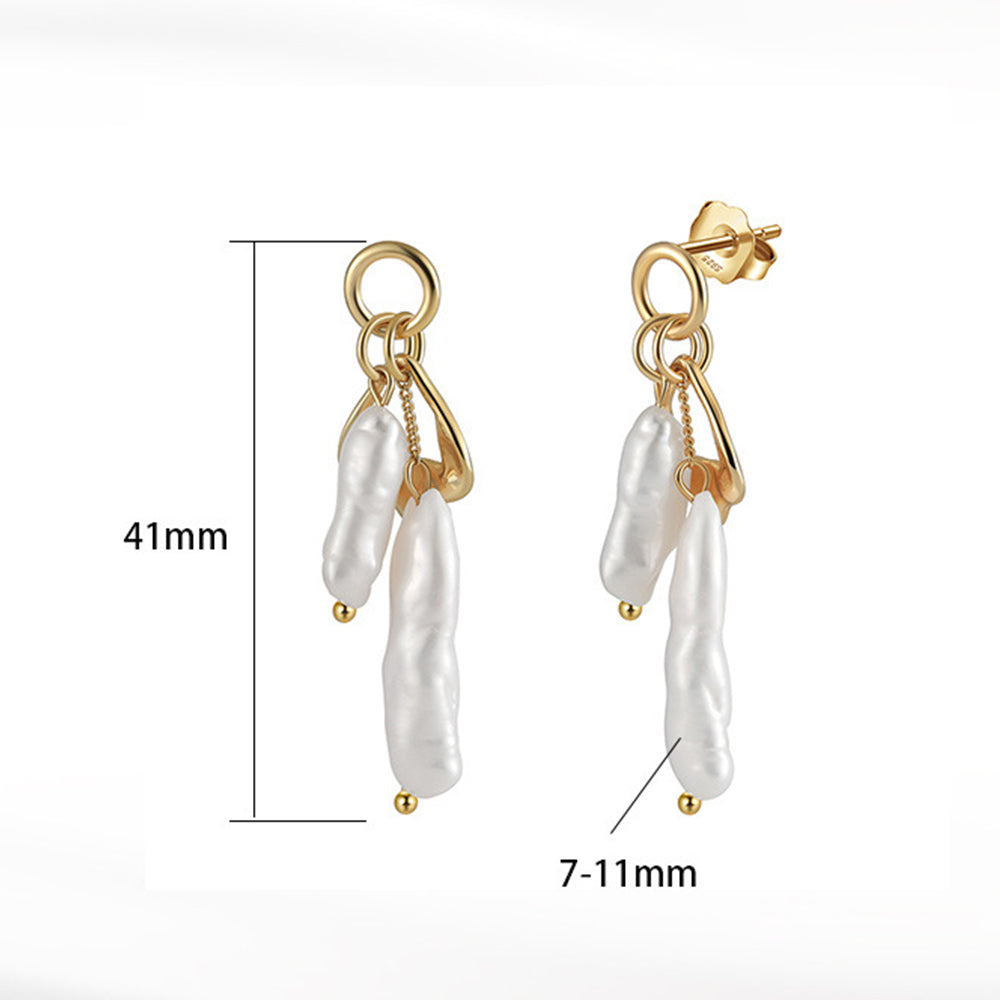 925 Sterling Silver Natural Pearl Earrings Fashion Jewelry Gift for Women Girl