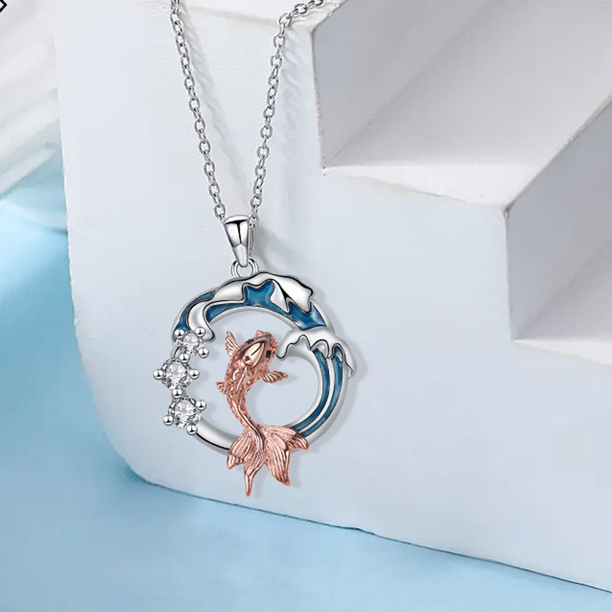 Copper With Silver/Rosegold Plated Fish Pendant Necklace