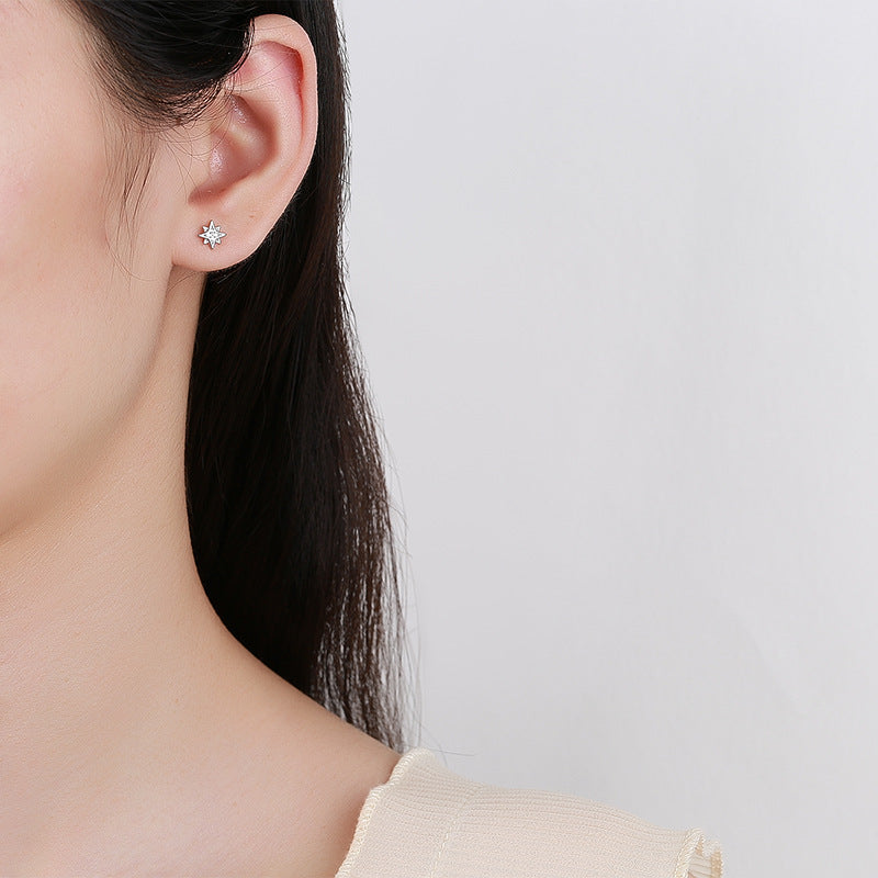 925 Sterling Silver Star Screwed Earrings