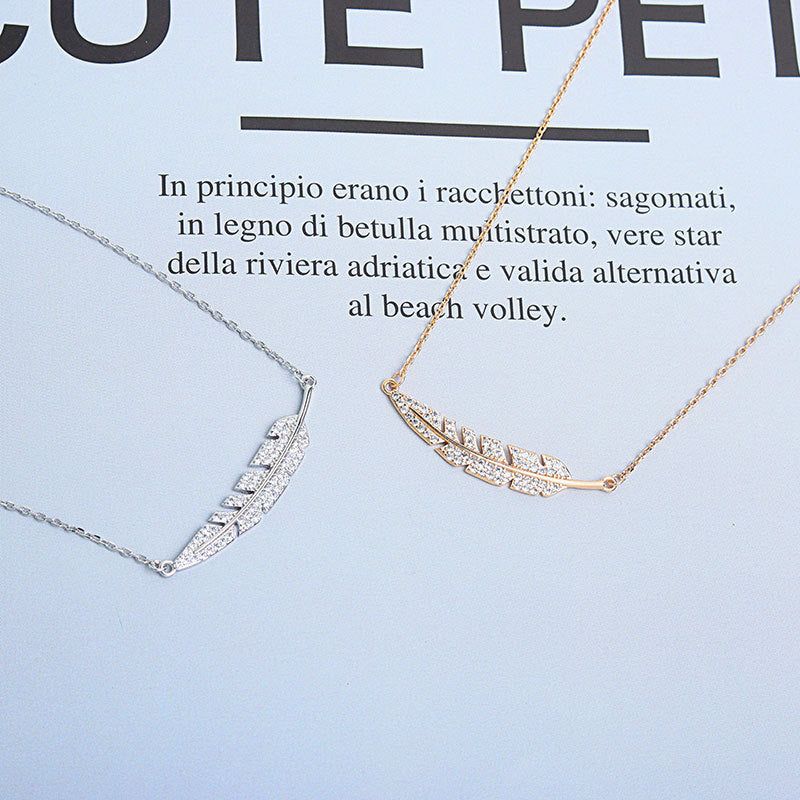925 Sterling Silver Fashion Leaf Pendant Necklace