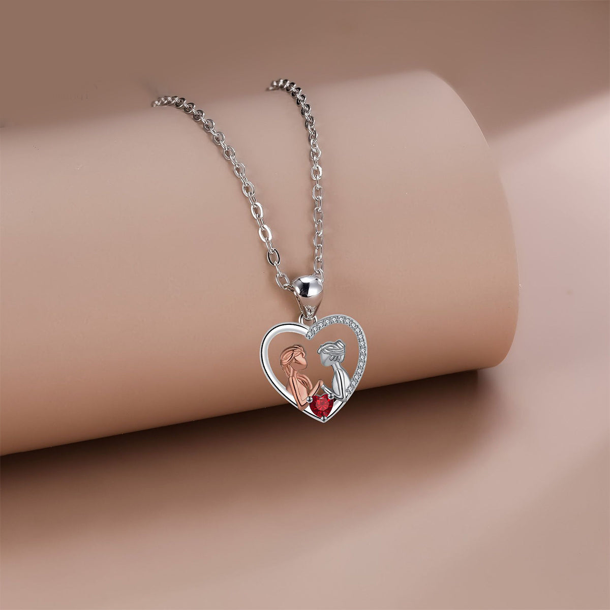 Copper With Silver/Rosegold Plated Heart Pendant Necklace