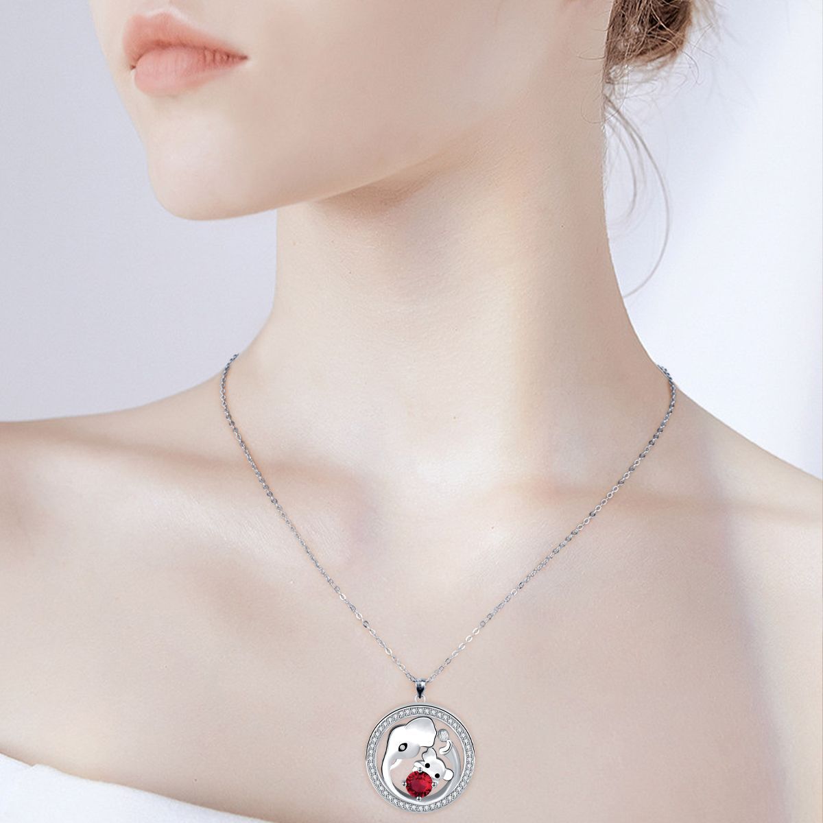 Copper With Silver Plated Elephants Pendant Necklace