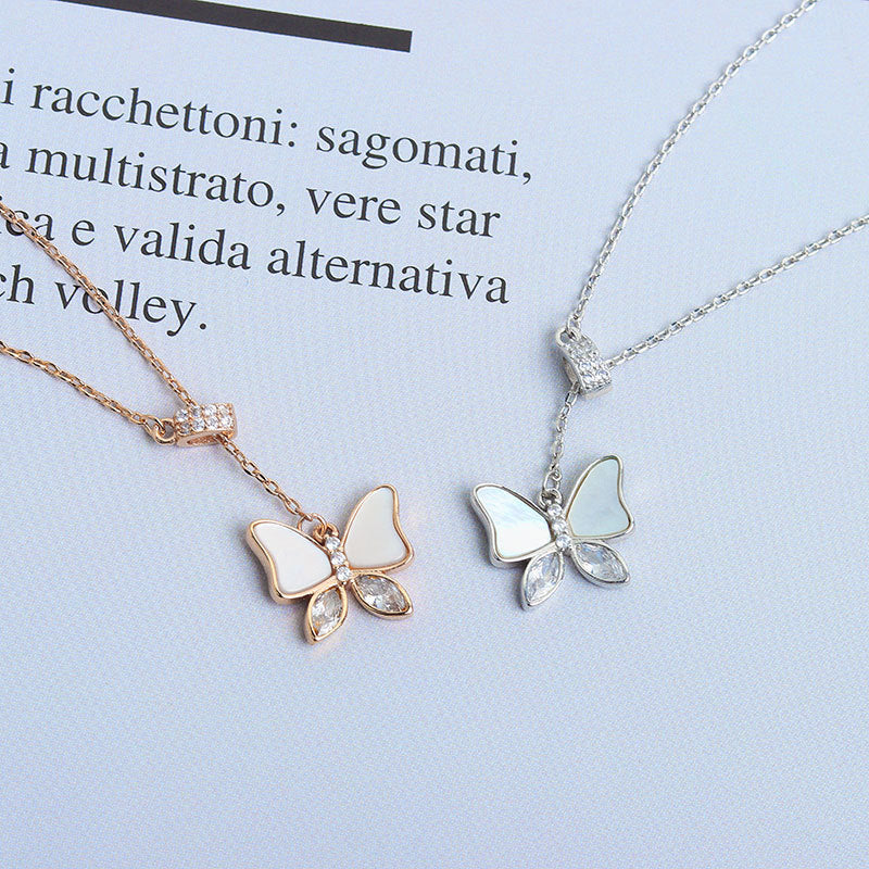 925 Sterling Silver Fashion Butterfly Pendant Necklace