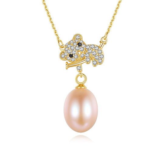925 Sterling Silver Natural Pearl Drop Necklace Fashion Jewelry Gift for Women Girls