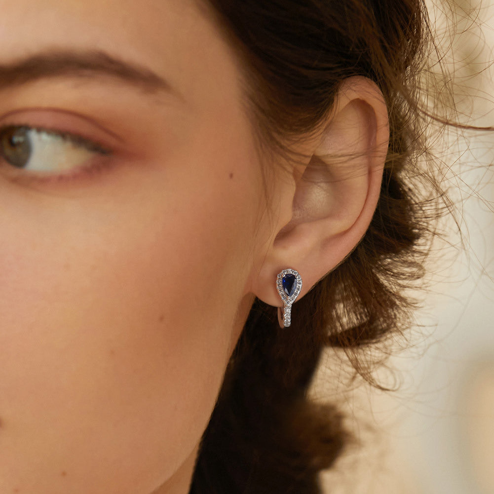 925 Sterling Silver Hoop Zircon Earrings
