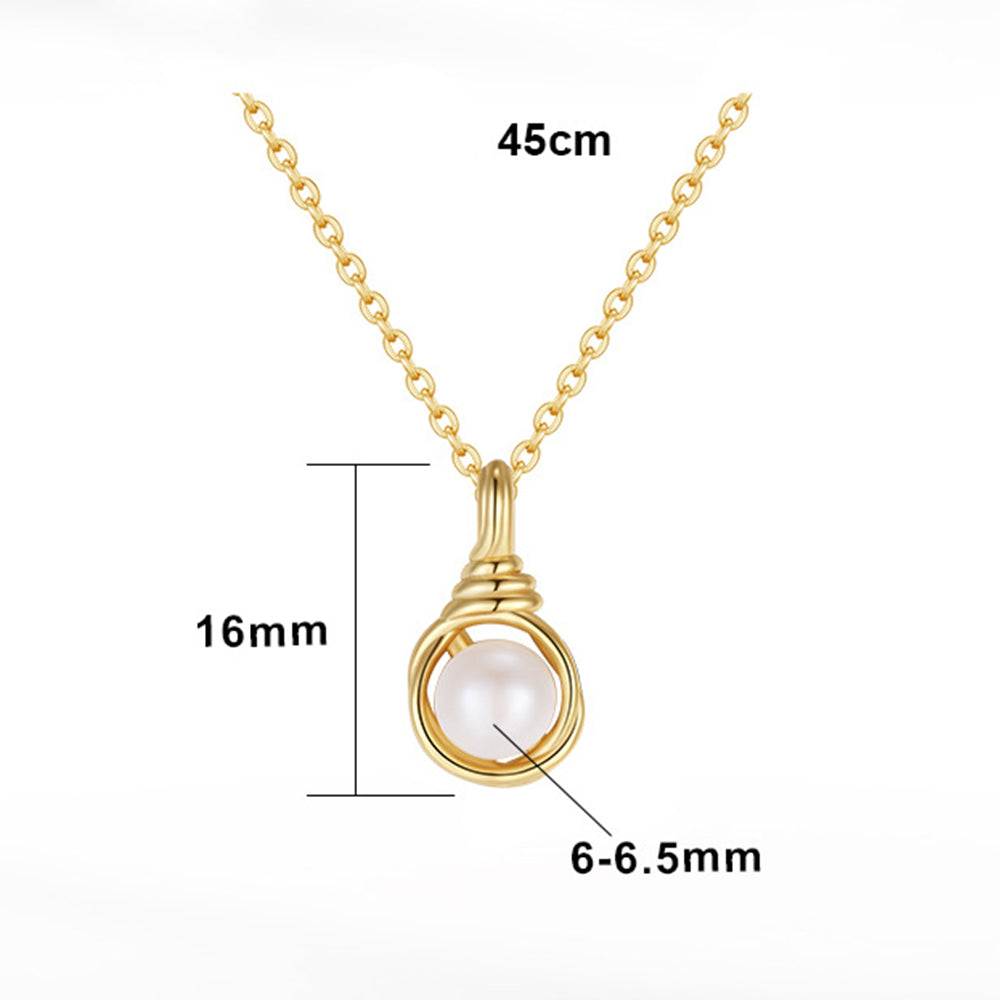 925 Sterling Silver Natural Pearl Necklace Fashion Jewelry Gift for Women Girls